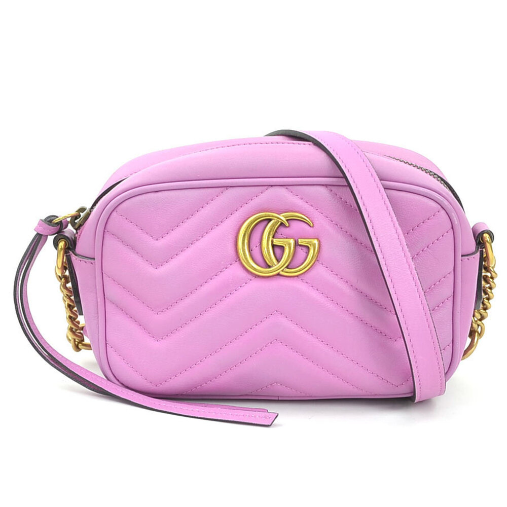 GUCCI Authentic Leather GG Marmont Shoulder Bag